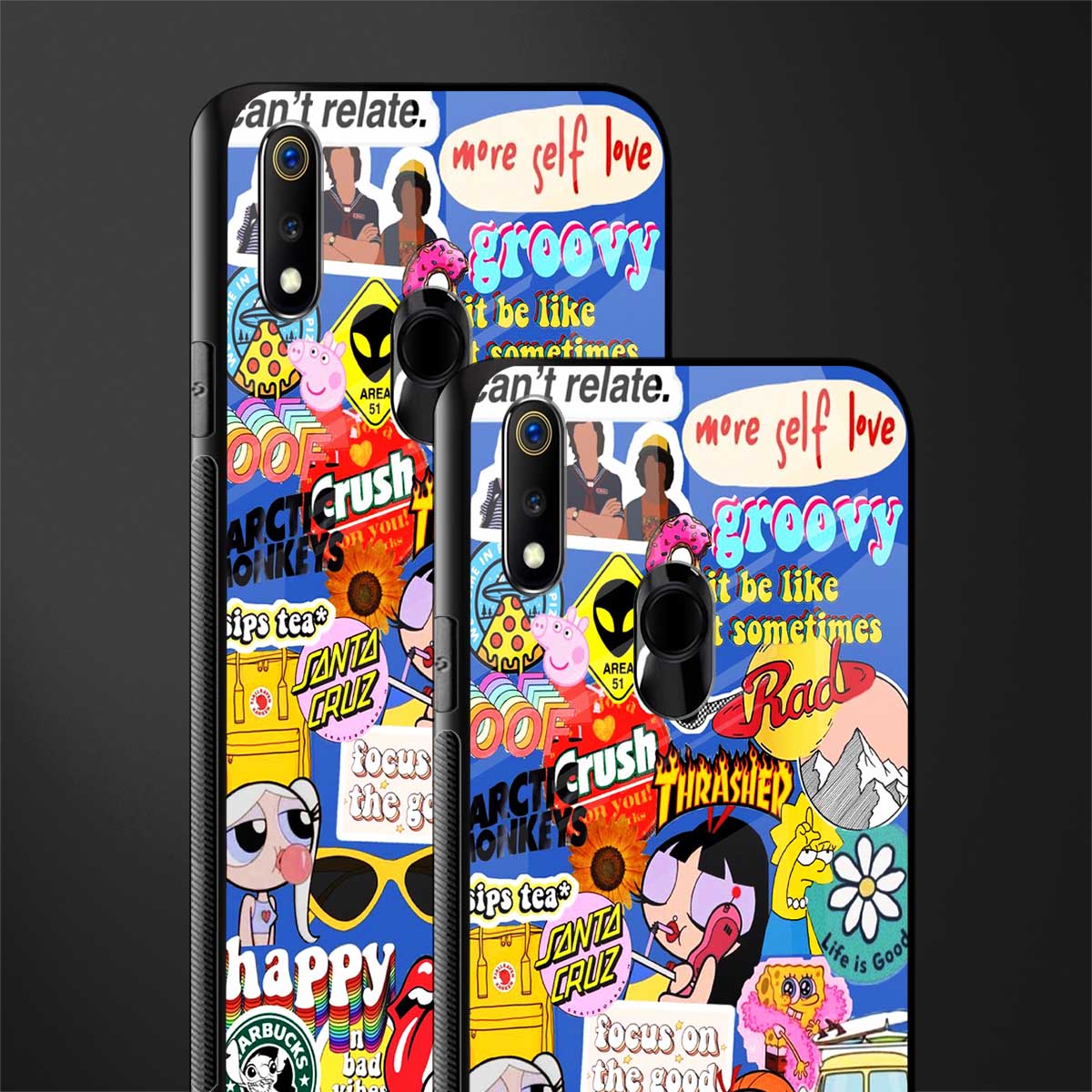 classic collage aesthetic glass case for realme 3 pro image-2
