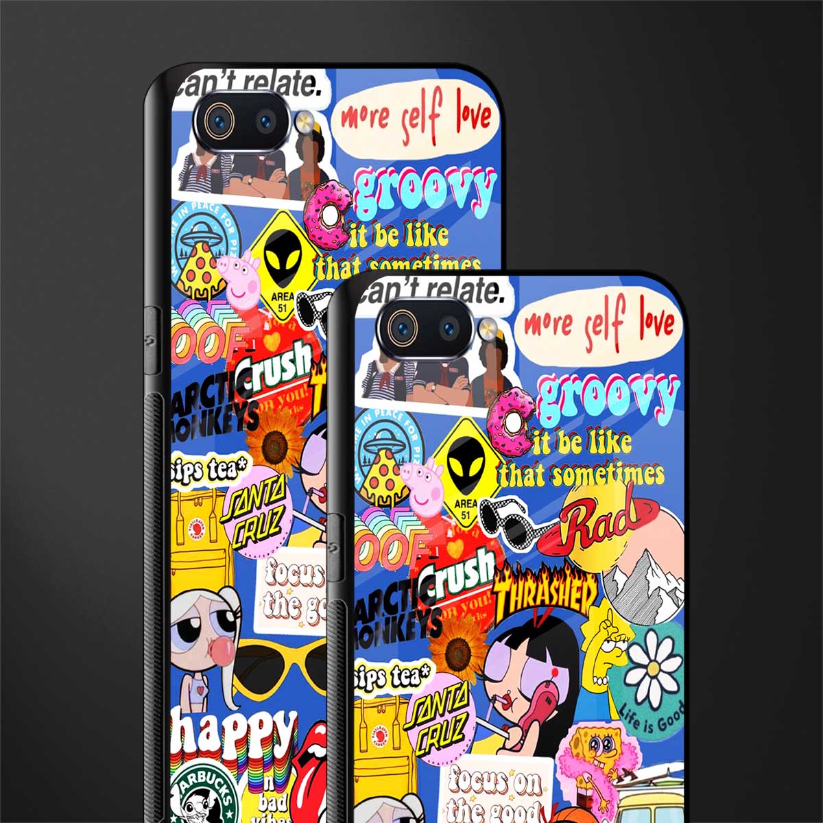 classic collage aesthetic glass case for realme c2 image-2