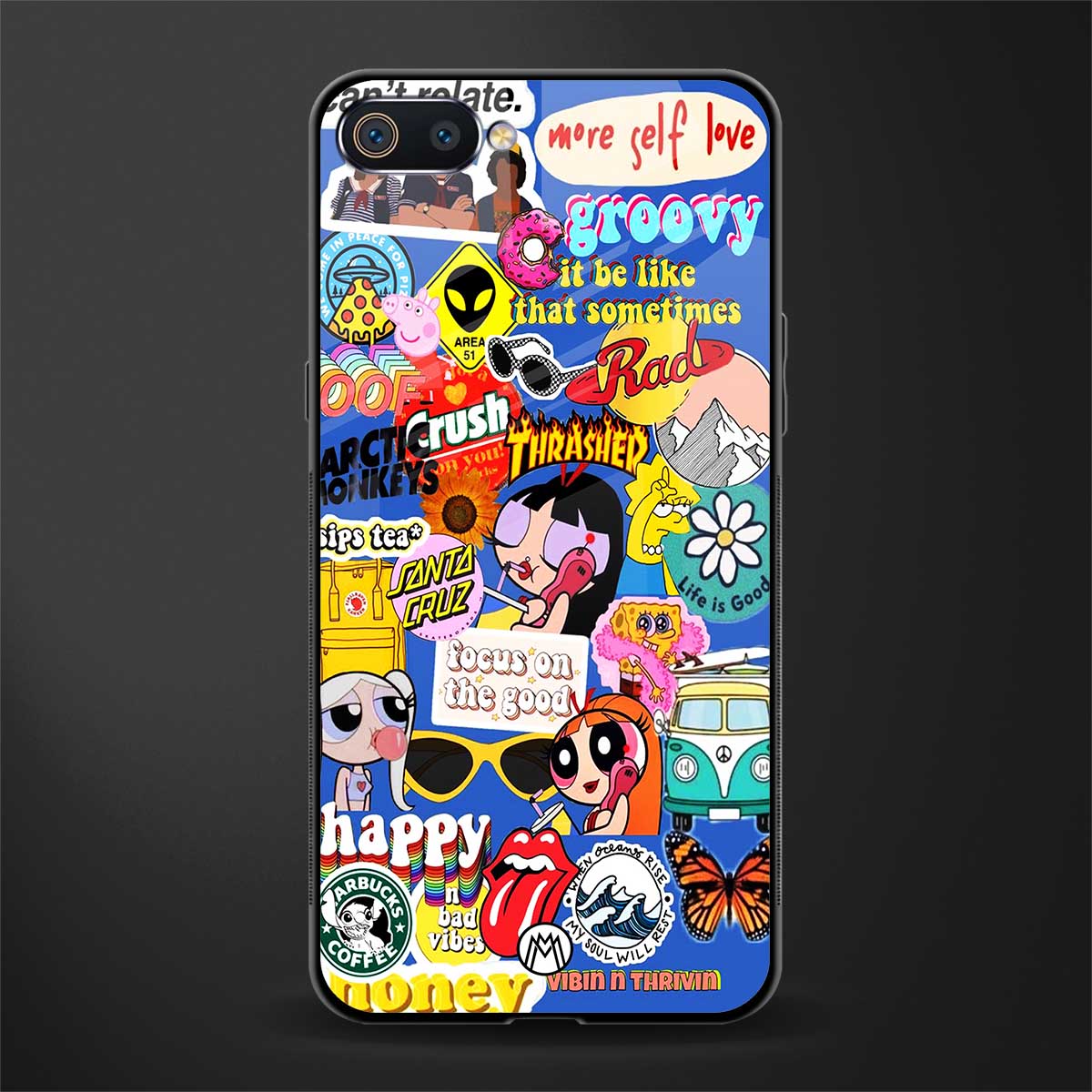 classic collage aesthetic glass case for realme c2 image