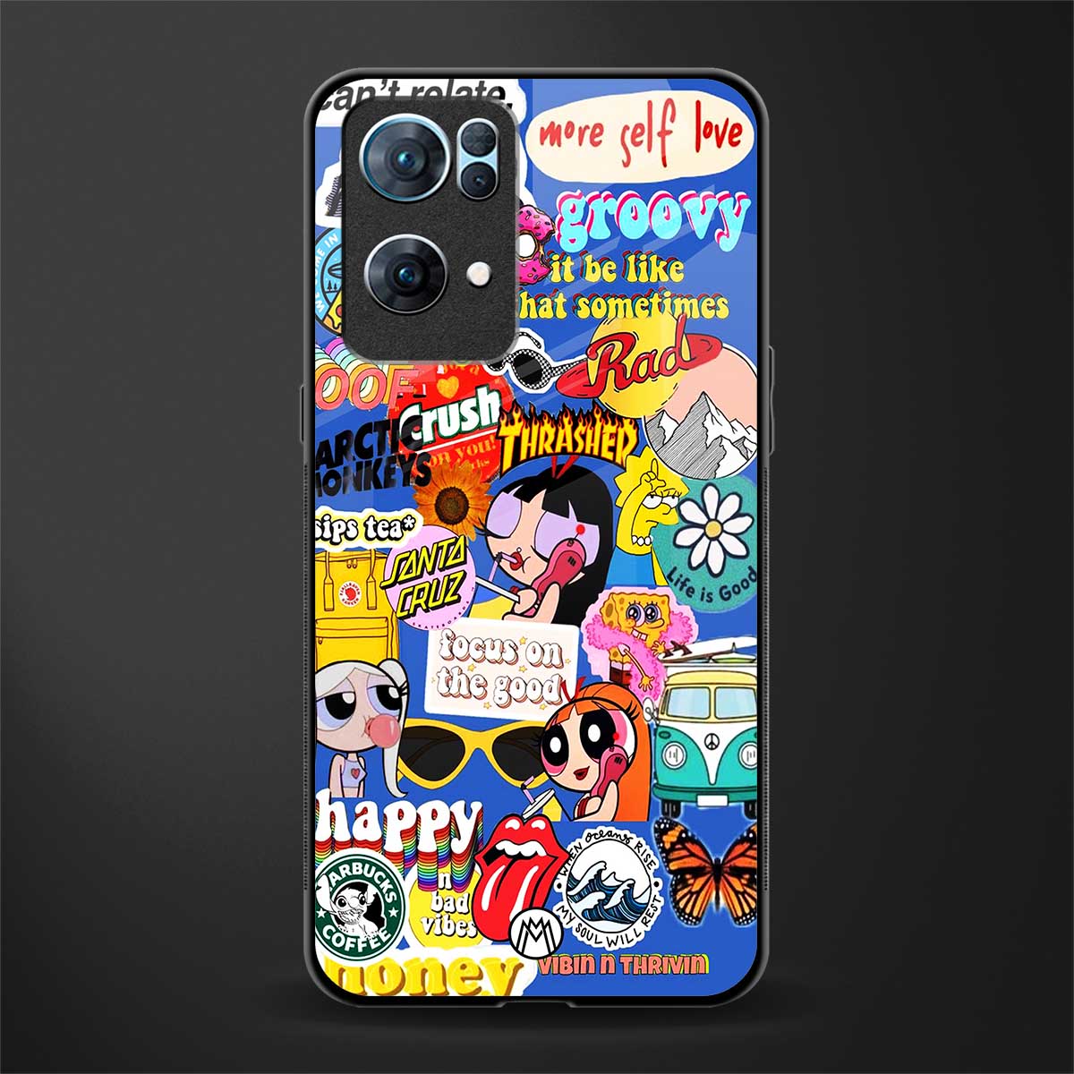 classic collage aesthetic glass case for oppo reno7 pro 5g image