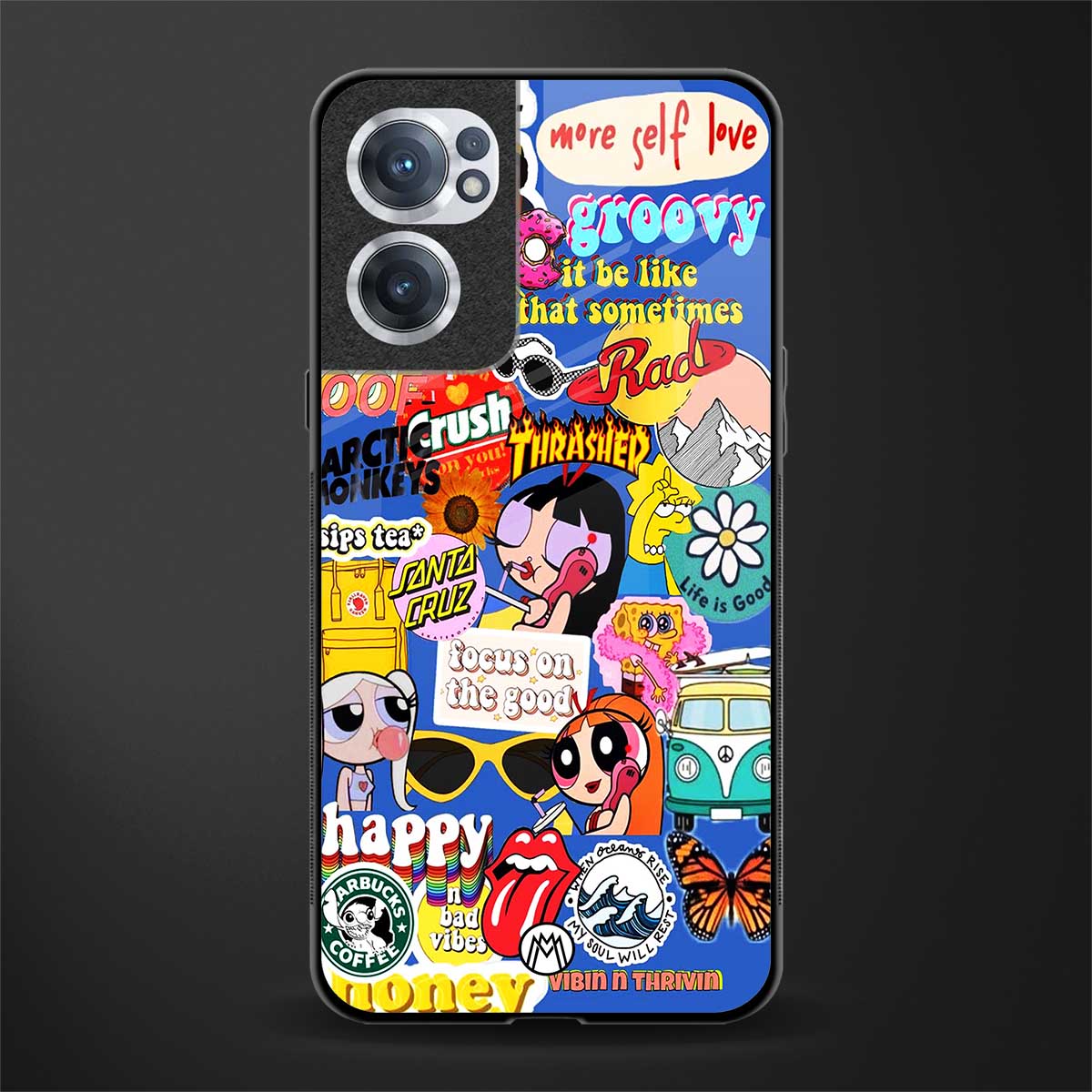 classic collage aesthetic glass case for oneplus nord ce 2 5g image