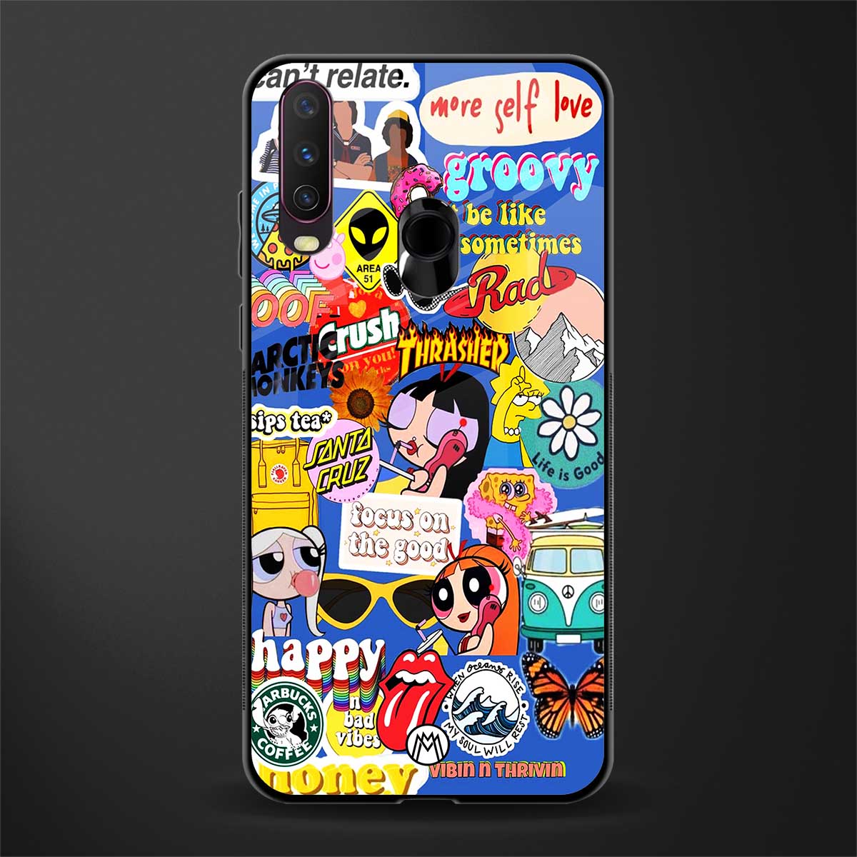classic collage aesthetic glass case for vivo y15 image