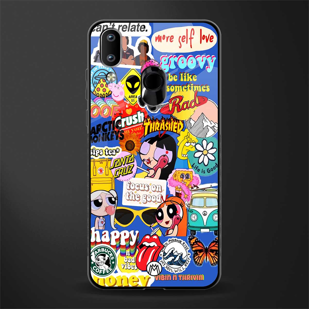 classic collage aesthetic glass case for vivo y93 image