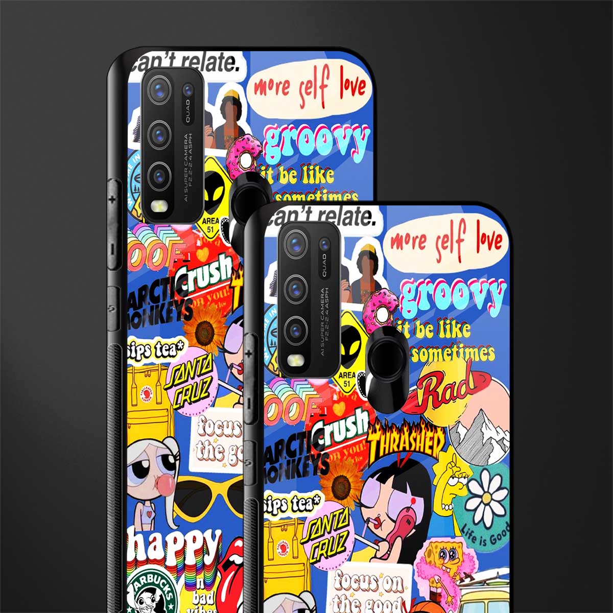 classic collage aesthetic glass case for vivo y30 image-2