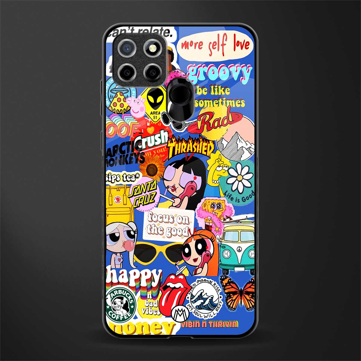 classic collage aesthetic glass case for realme c25 realme c25s image