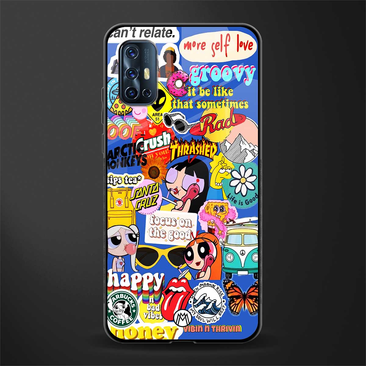 classic collage aesthetic glass case for vivo v17 image