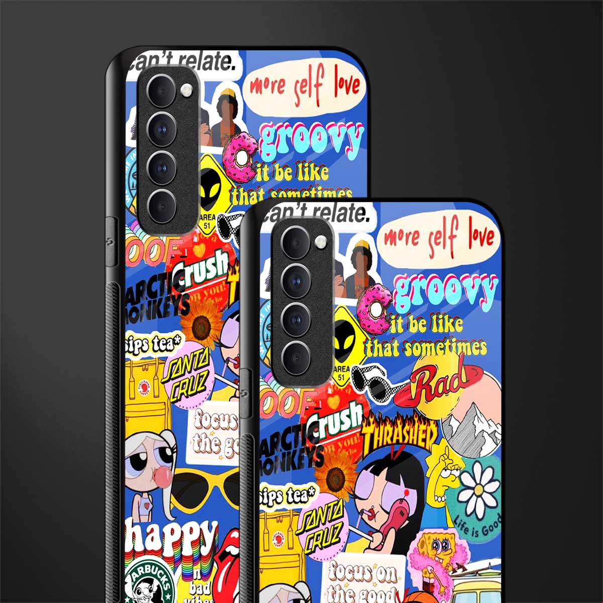 classic collage aesthetic glass case for oppo reno 4 pro image-2