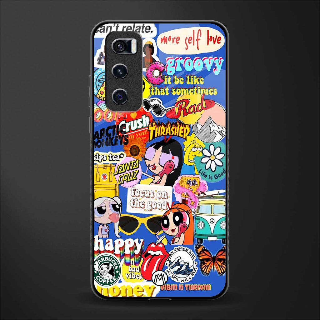 classic collage aesthetic glass case for vivo v20 se image