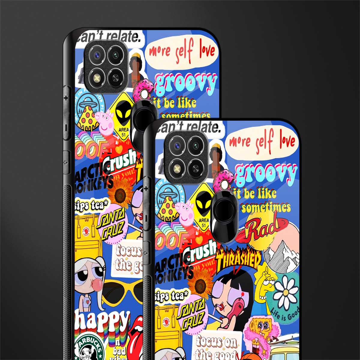 classic collage aesthetic glass case for redmi 9c image-2