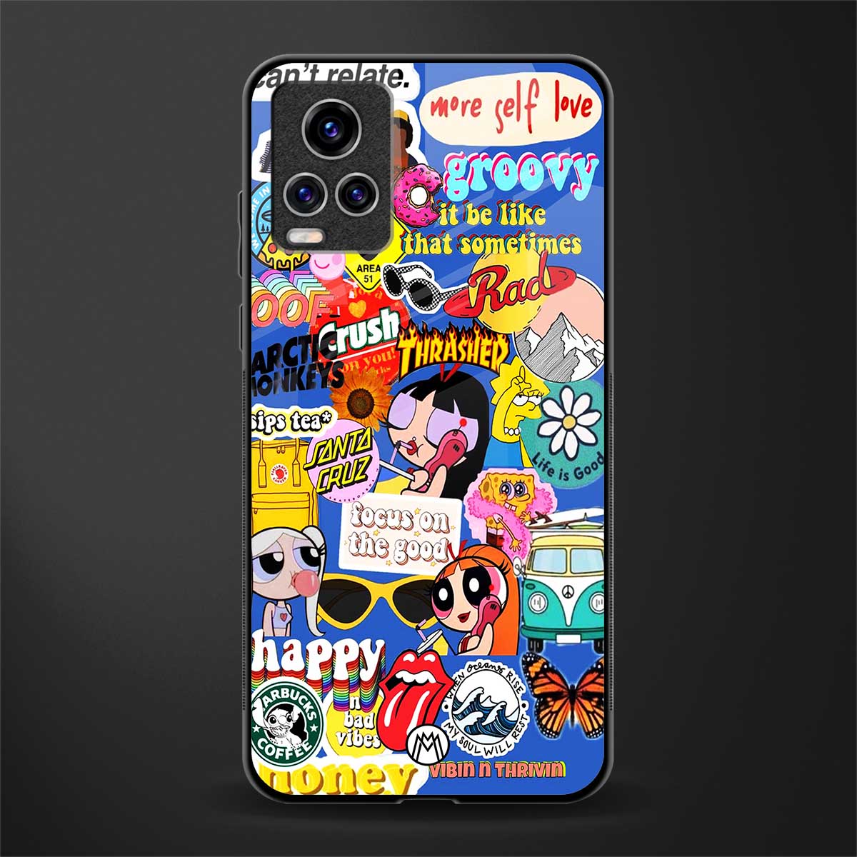 classic collage aesthetic glass case for vivo v20 pro image