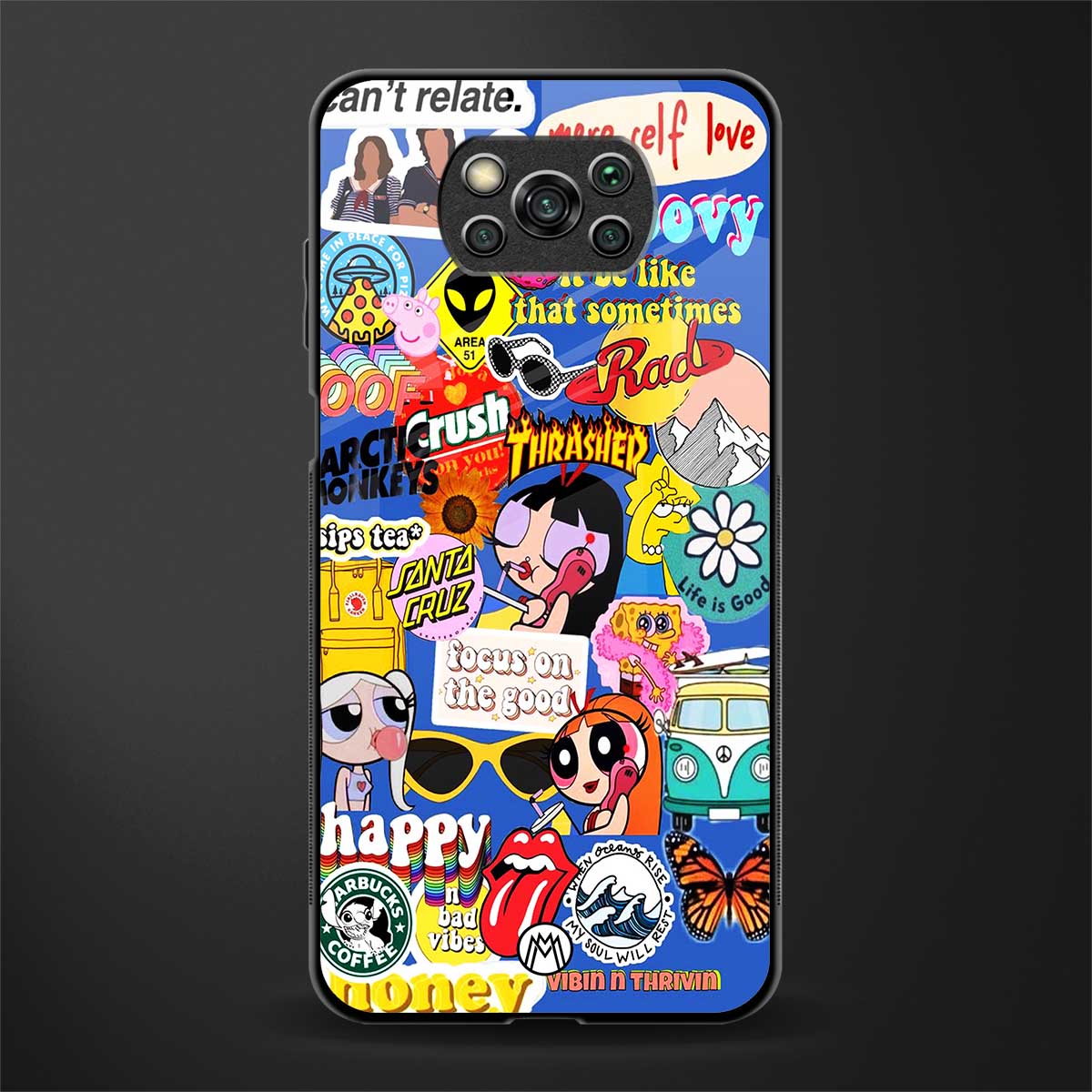 classic collage aesthetic glass case for poco x3 pro image