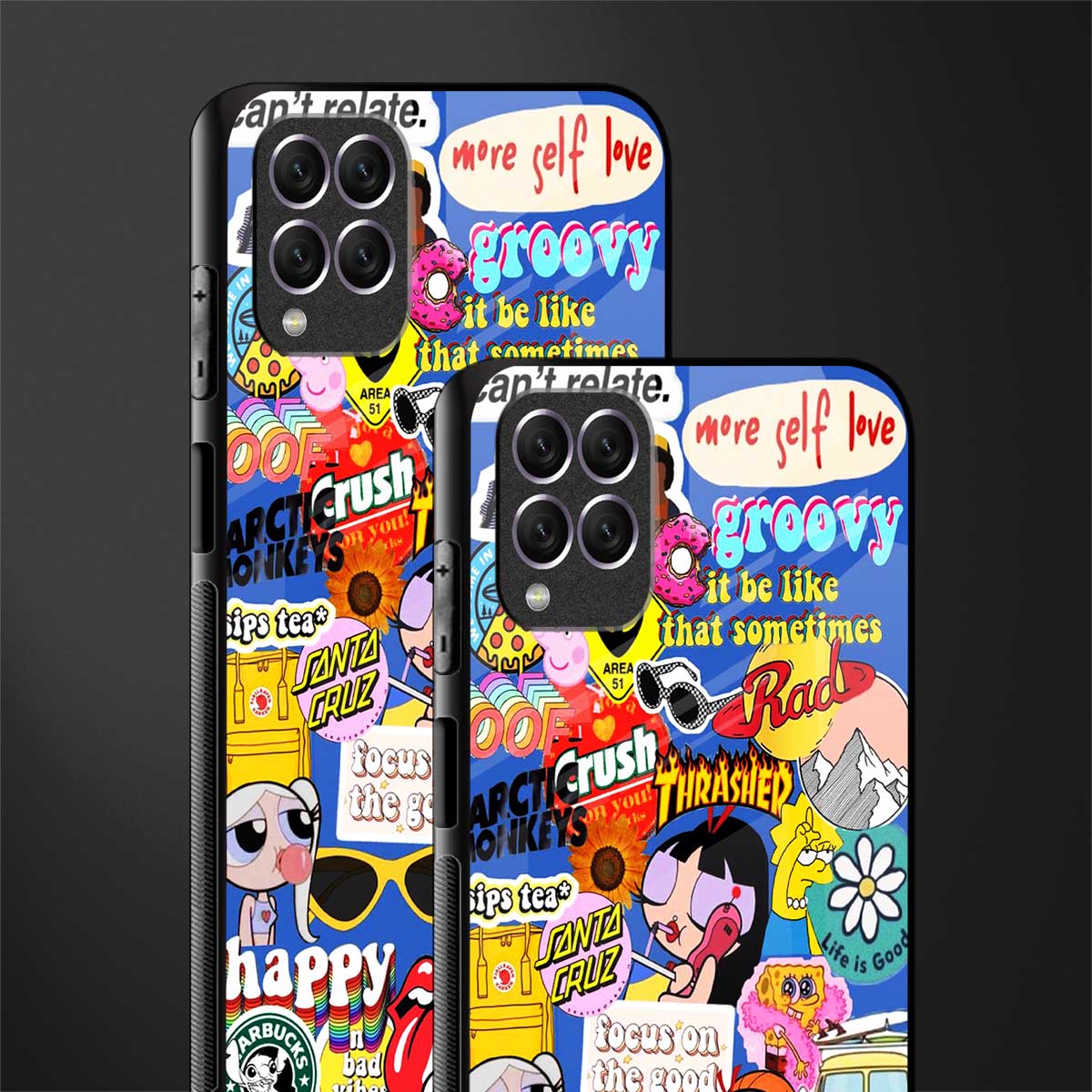 classic collage aesthetic glass case for samsung galaxy f62 image-2