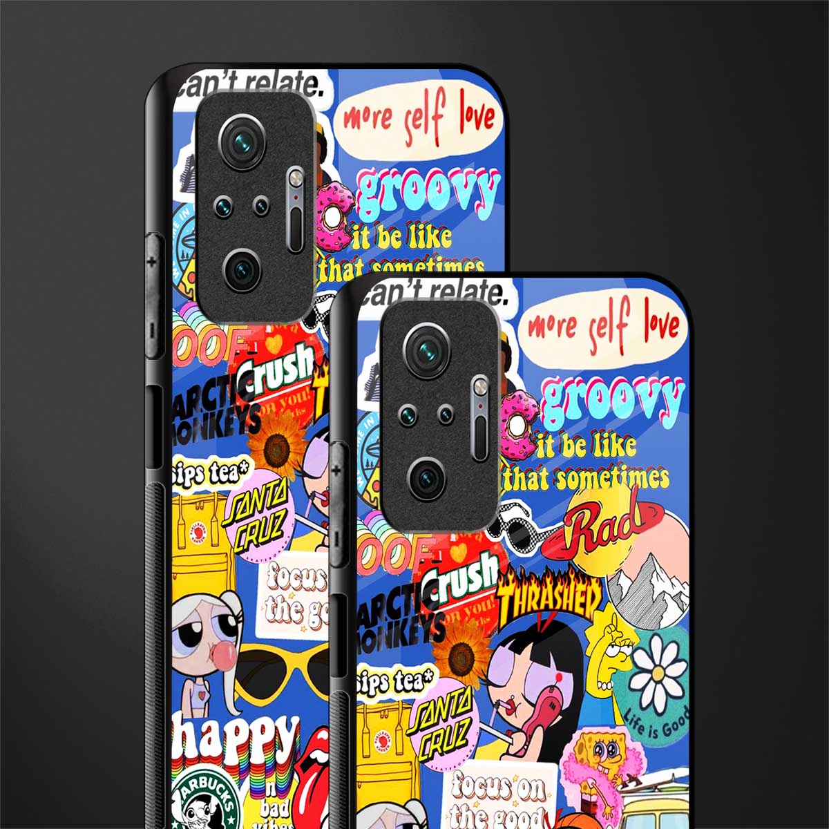 classic collage aesthetic glass case for redmi note 10 pro image-2