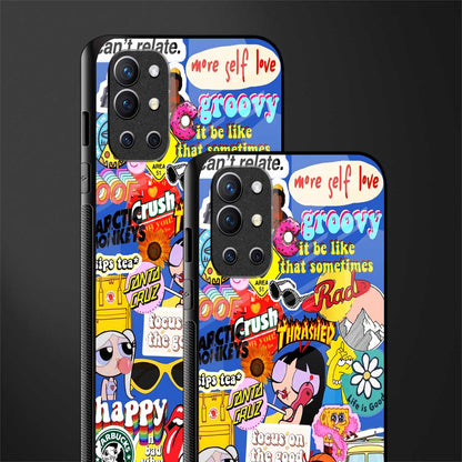 classic collage aesthetic glass case for oneplus 9r image-2