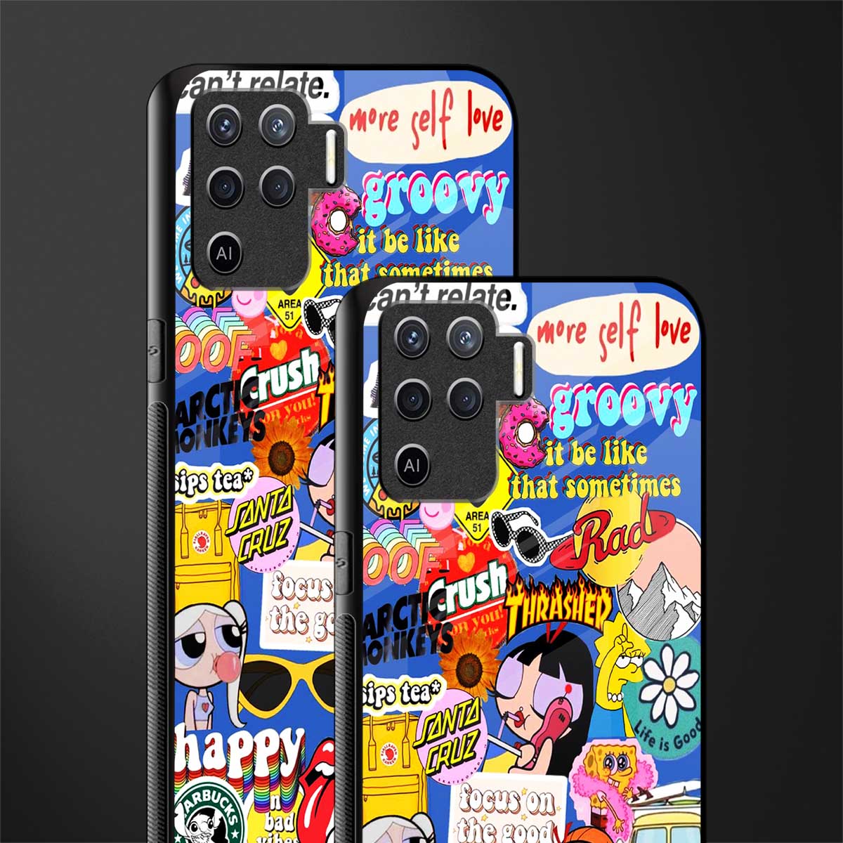 classic collage aesthetic glass case for oppo f19 pro image-2