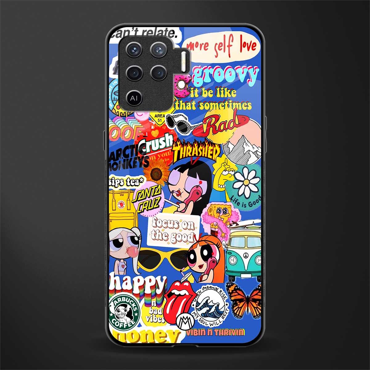 classic collage aesthetic glass case for oppo f19 pro image