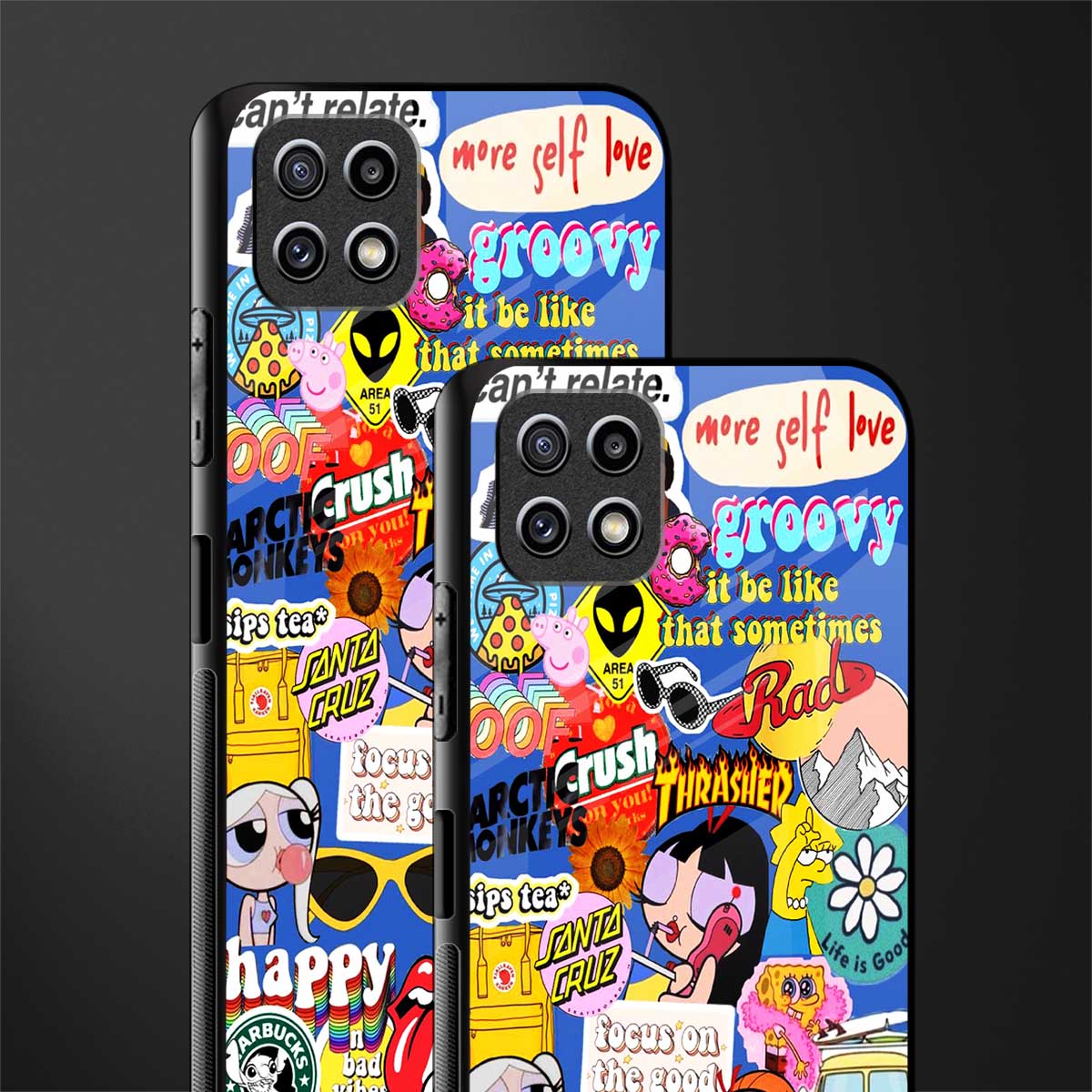 classic collage aesthetic glass case for samsung galaxy a22 5g image-2