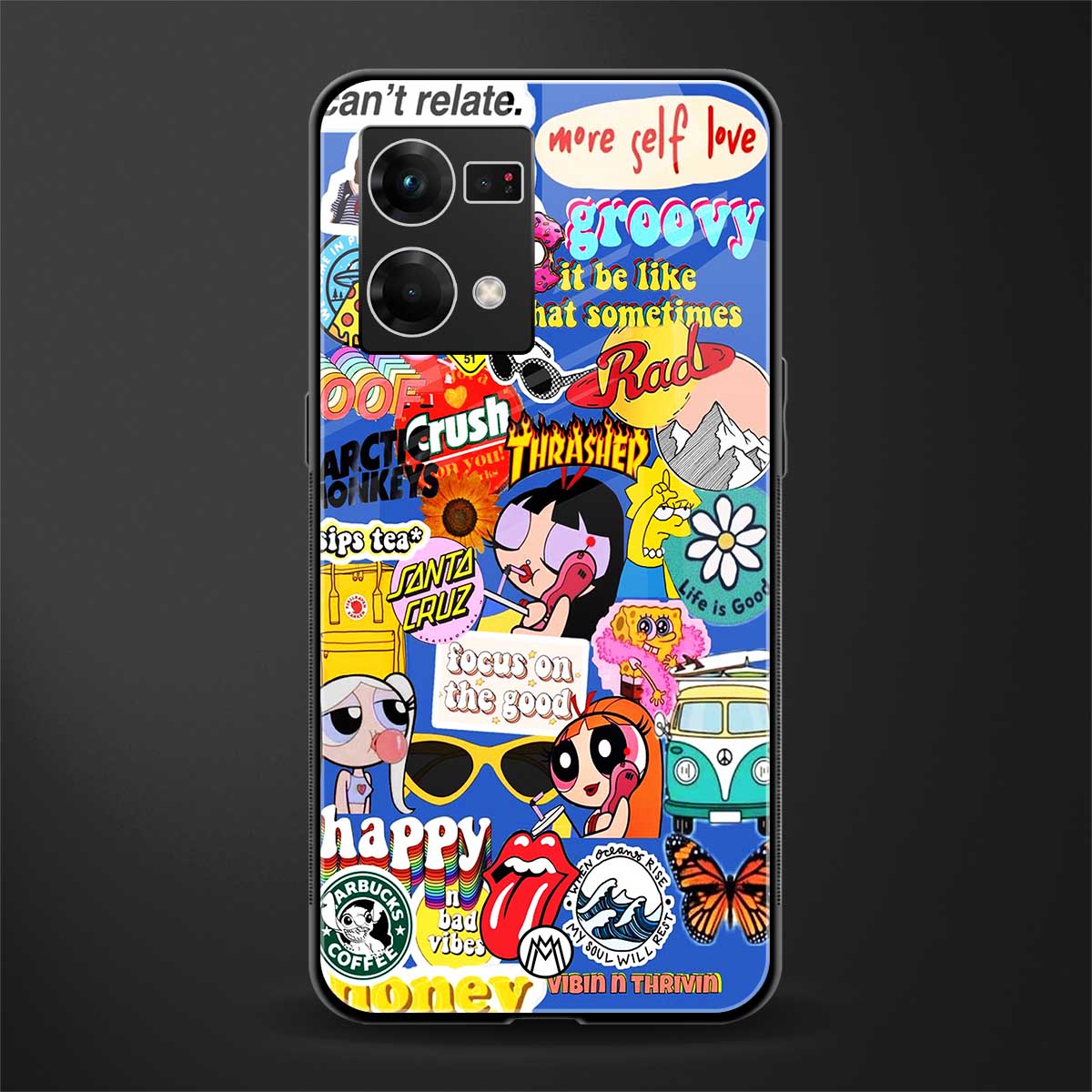classic collage aesthetic back phone cover | glass case for oppo f21 pro 4g