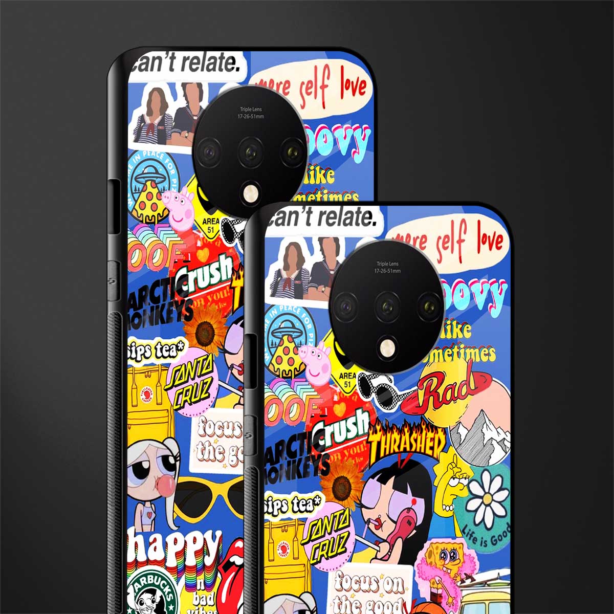 classic collage aesthetic glass case for oneplus 7t image-2