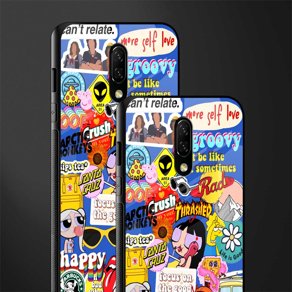 classic collage aesthetic glass case for oneplus 7 image-2