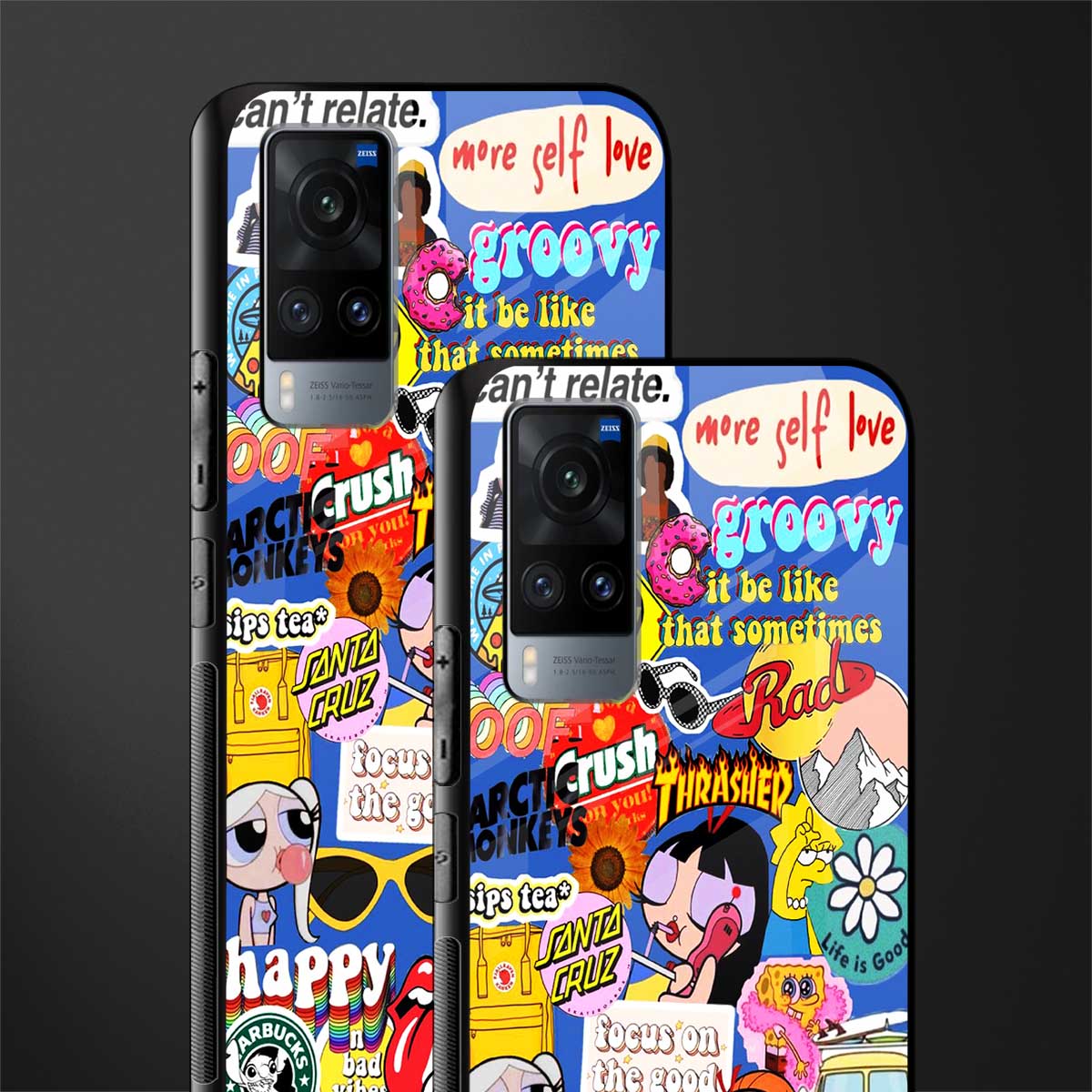 classic collage aesthetic glass case for vivo x60 image-2