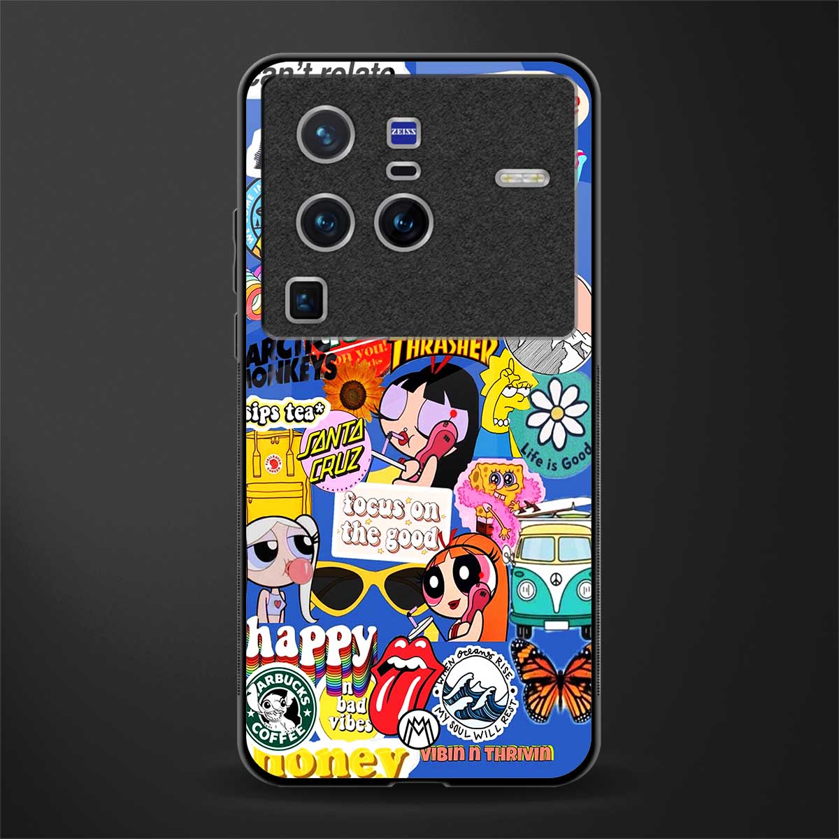 classic collage aesthetic glass case for vivo x80 pro 5g image