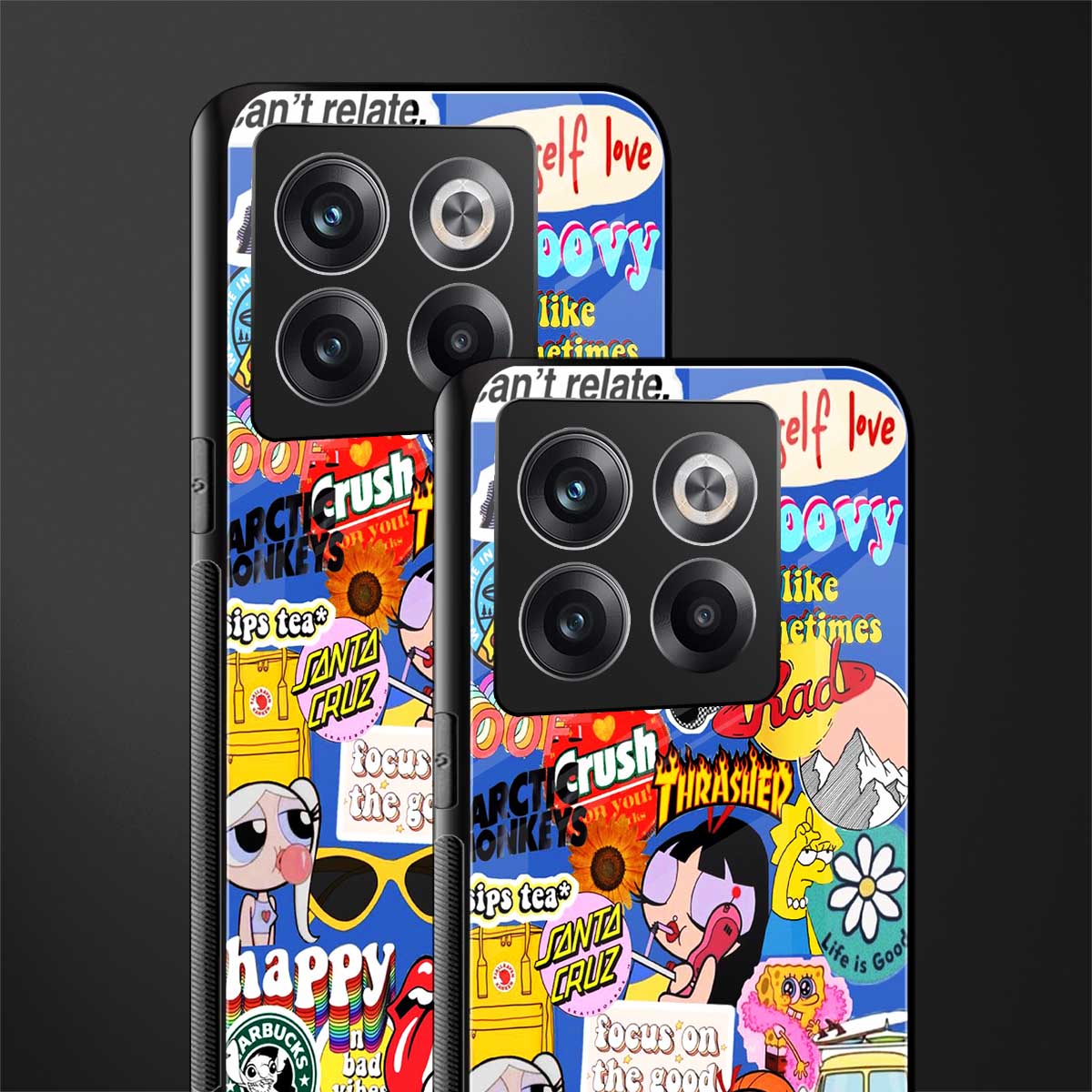 classic collage aesthetic back phone cover | glass case for oneplus 10t