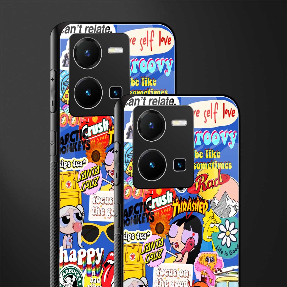 classic collage aesthetic back phone cover | glass case for vivo y35 4g