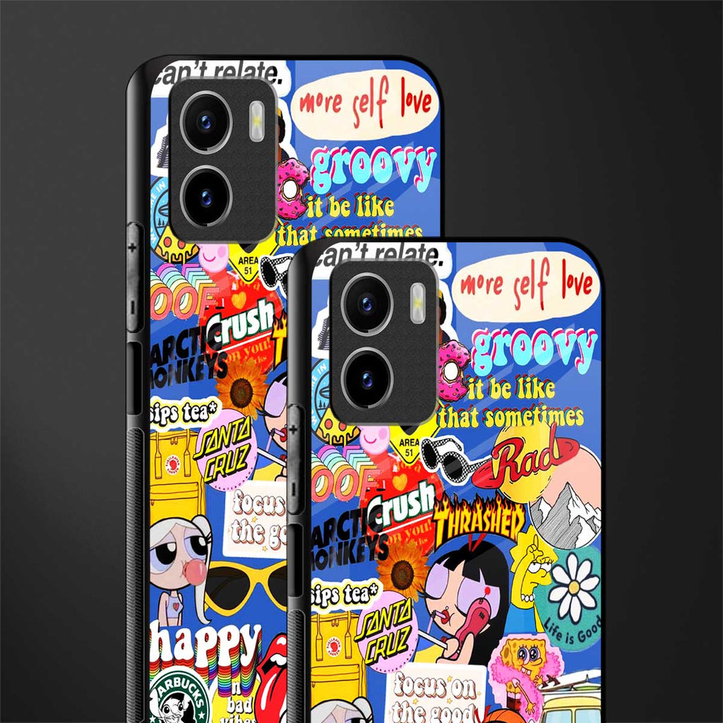 classic collage aesthetic back phone cover | glass case for vivo y72