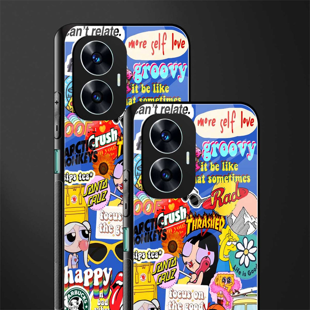 classic collage aesthetic back phone cover | glass case for realme c55