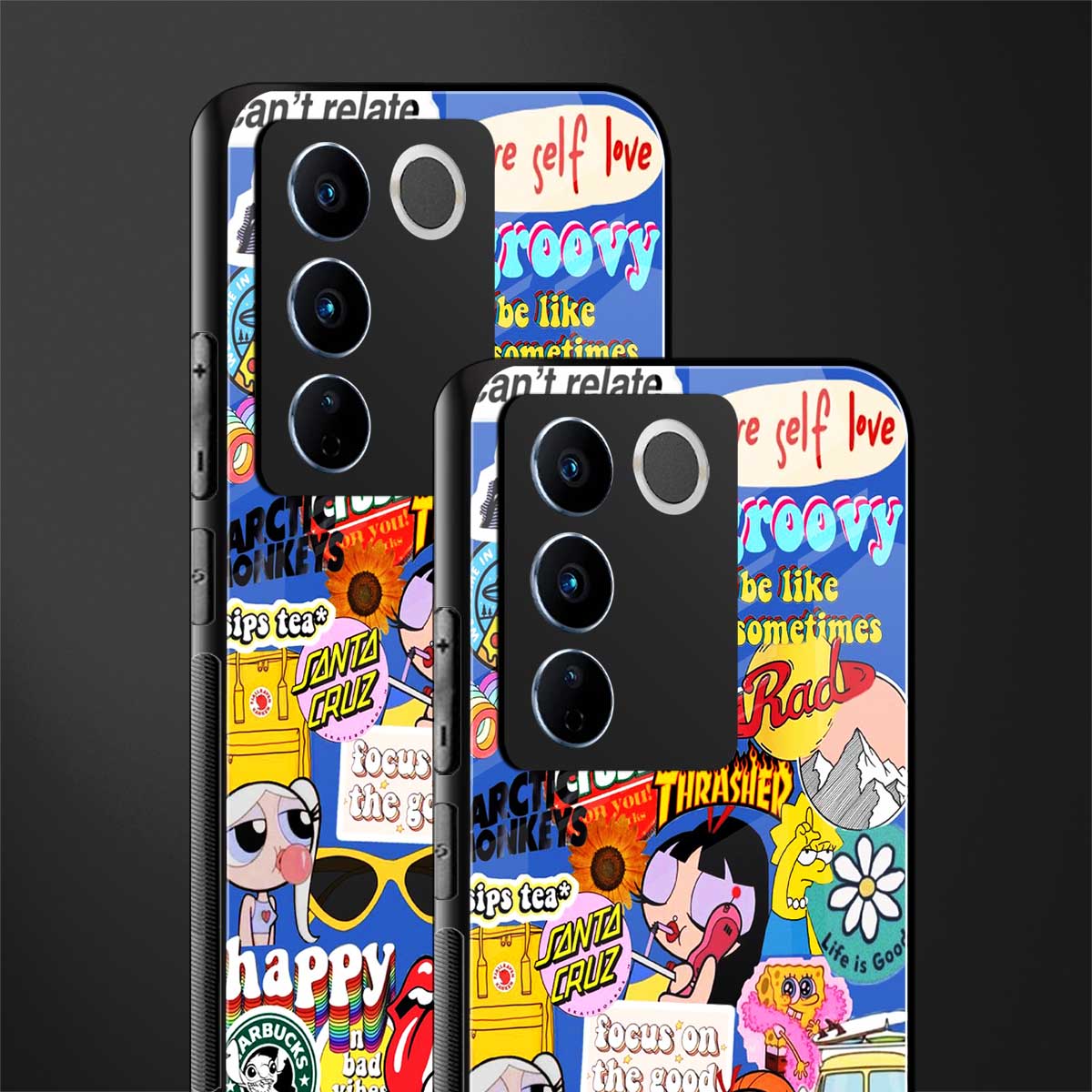 classic collage aesthetic back phone cover | glass case for vivo v27 pro 5g