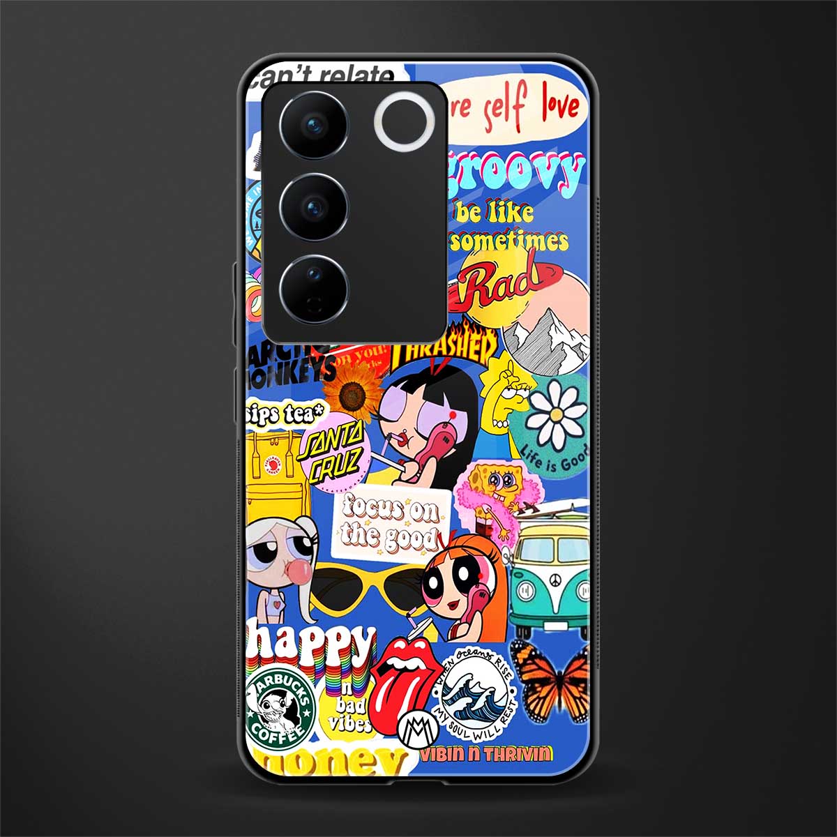 classic collage aesthetic back phone cover | glass case for vivo v27 pro 5g