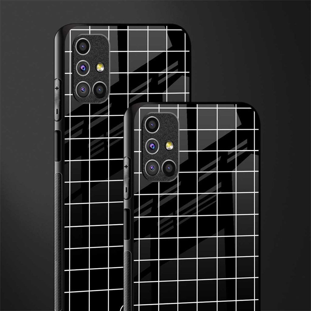 classic grid dark edition glass case for samsung galaxy m51 image-2