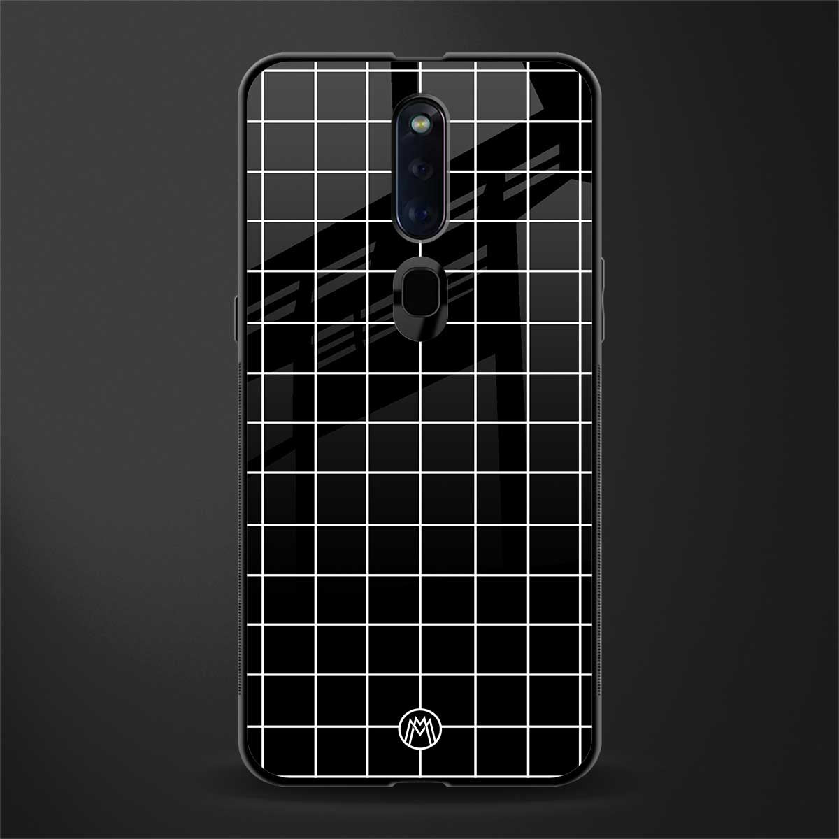 classic grid dark edition glass case for oppo f11 pro image