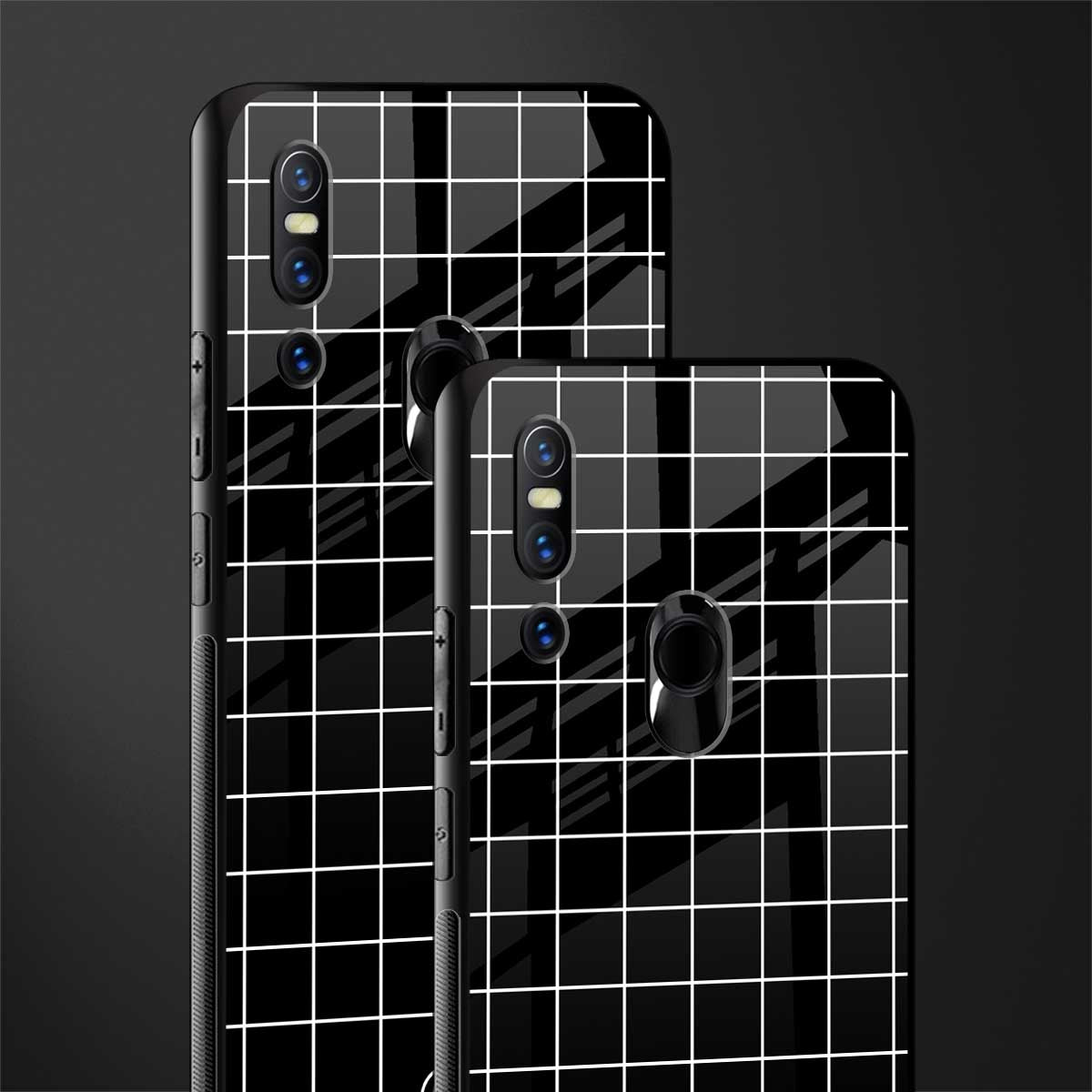 classic grid dark edition glass case for vivo v15 image-2