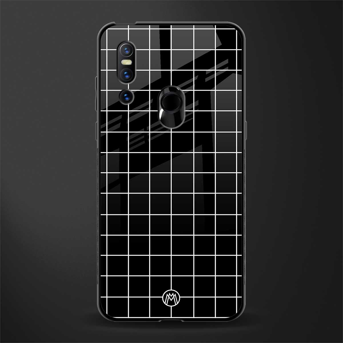 classic grid dark edition glass case for vivo v15 image