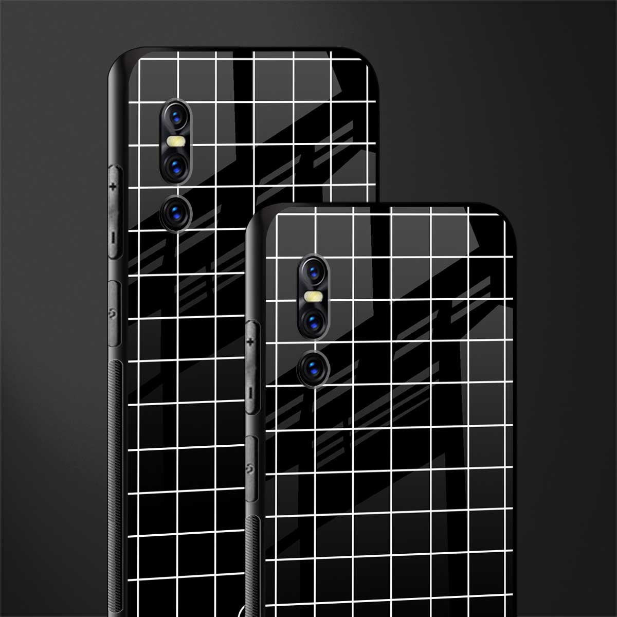 classic grid dark edition glass case for vivo v15 pro image-2