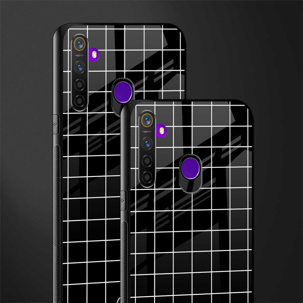 classic grid dark edition glass case for realme 5 pro image-2