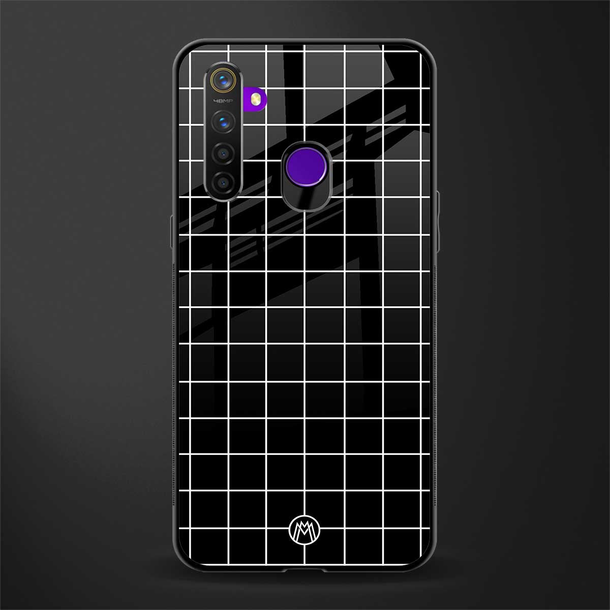 classic grid dark edition glass case for realme 5s image