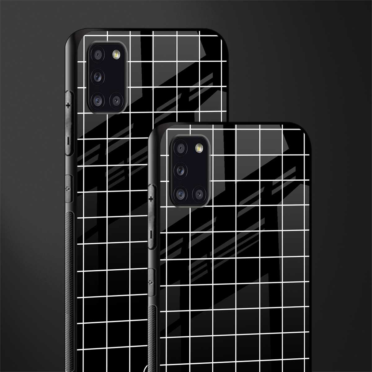 classic grid dark edition glass case for samsung galaxy a31 image-2