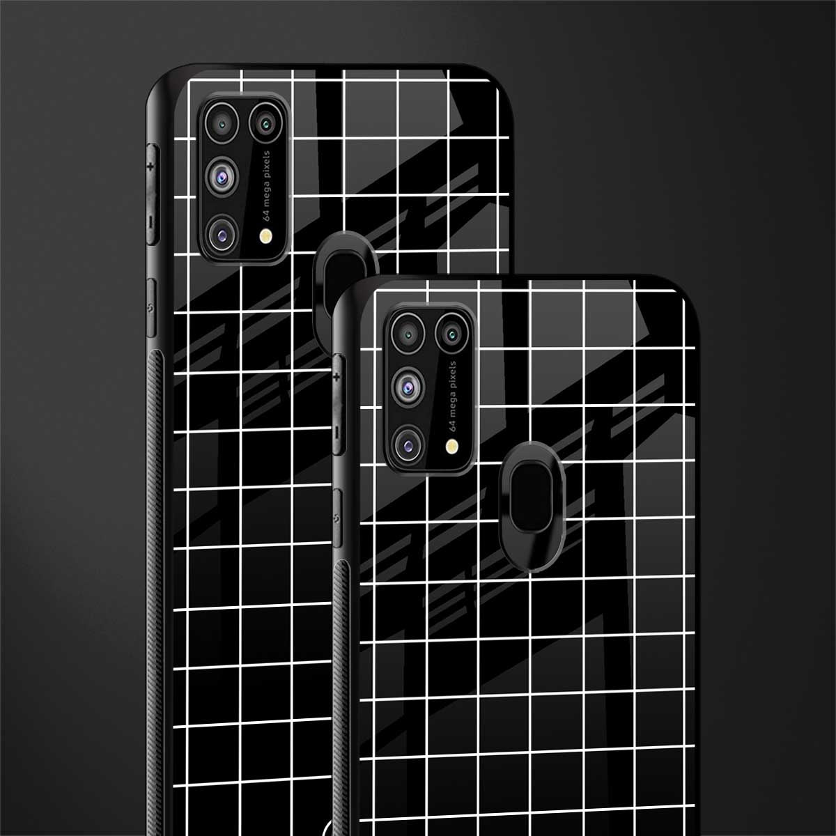 classic grid dark edition glass case for samsung galaxy f41 image-2
