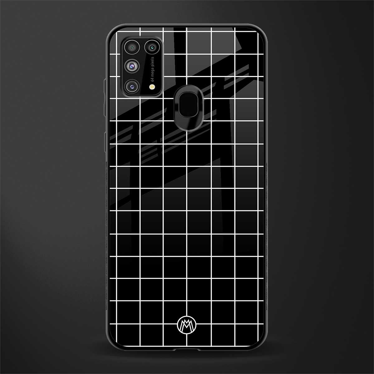 classic grid dark edition glass case for samsung galaxy f41 image