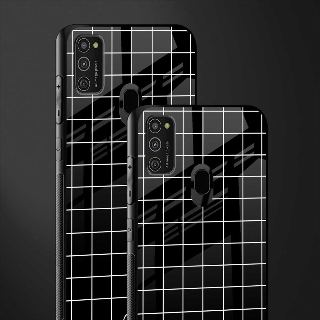 classic grid dark edition glass case for samsung galaxy m30s image-2