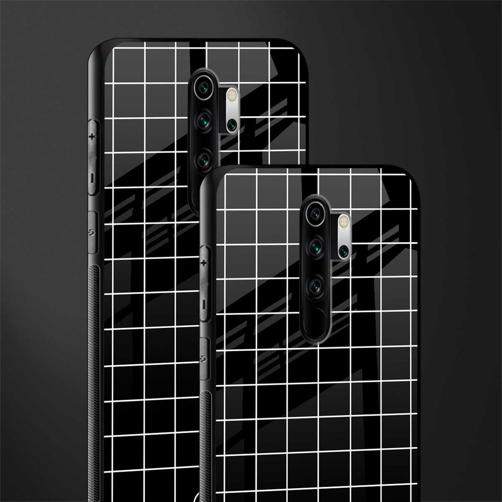 classic grid dark edition glass case for redmi note 8 pro image-2