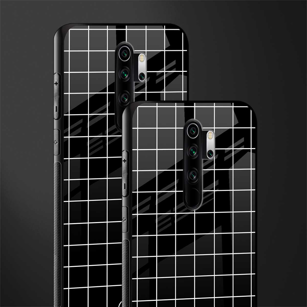 classic grid dark edition glass case for redmi note 8 pro image-2