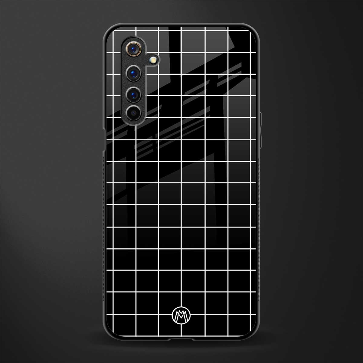classic grid dark edition glass case for realme 6i image