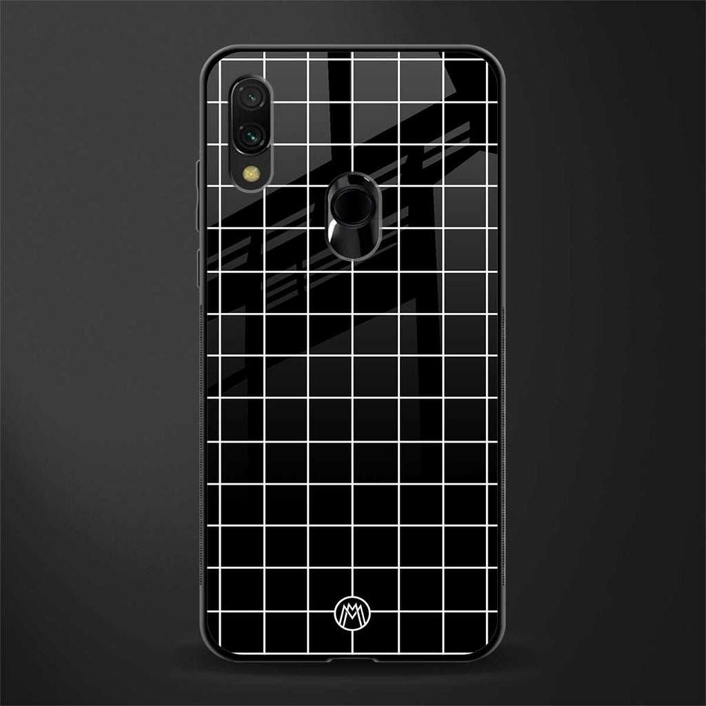 classic grid dark edition glass case for redmi note 7 pro image