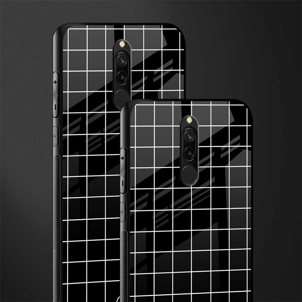 classic grid dark edition glass case for redmi 8 image-2