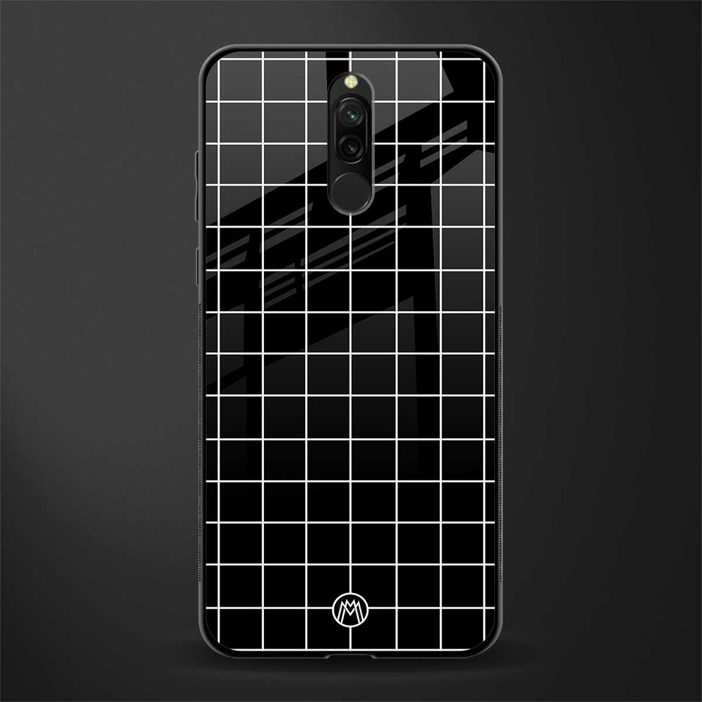 classic grid dark edition glass case for redmi 8 image