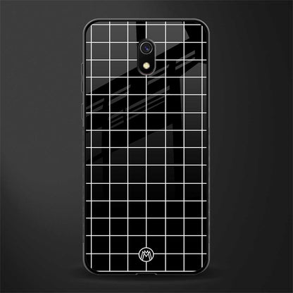 classic grid dark edition glass case for redmi 8a image